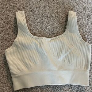 Ribbed Cream Workout Top/Sports Bra